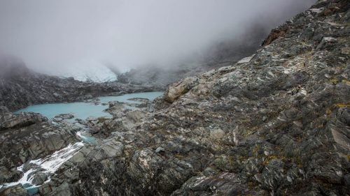 A team navigating across the foot of Brewster Glacier during the first day of the race. The scale of the terrain was incredible and at times daunting, especially for the racers.