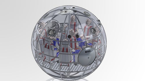 A concept design of the 10-person survival capsule.