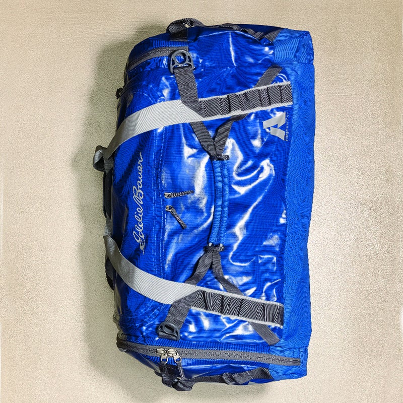 This is a serious expedition bag ($149) made from tough, waterproof, TPUcoated polyester. Testers appreciated the four padded grab handles, which made it easy to yank on and off roof racks, as well as the legit backpack straps. Bonus: when you’re home, this 90liter duffel collapses to become its own storage pouch. eddiebauer.com