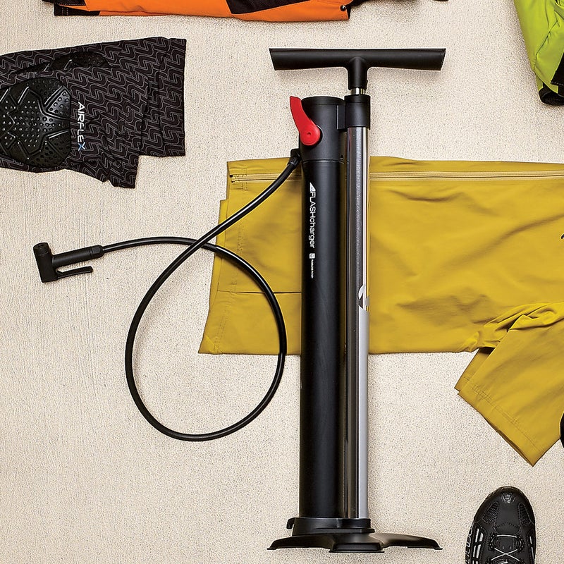 You used to need an air compressor to set up a tubeless wheel. Not anymore. Though it works like a standard pump, the Flash Charger ($120) has a chamber on the shaft that can be filled to 160 psi and then released in a blast of air to seat and fill the rubber. bontrager.com