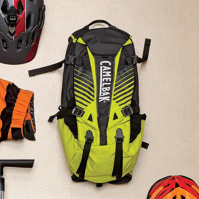 More than just a hydration pack, the K.U.D.U. ($225) has an integrated foam back panel to protect you in a crash. The bike-tool compartment keeps things organized, while the rear pocket swallows pads and a helmet. camelbak.com