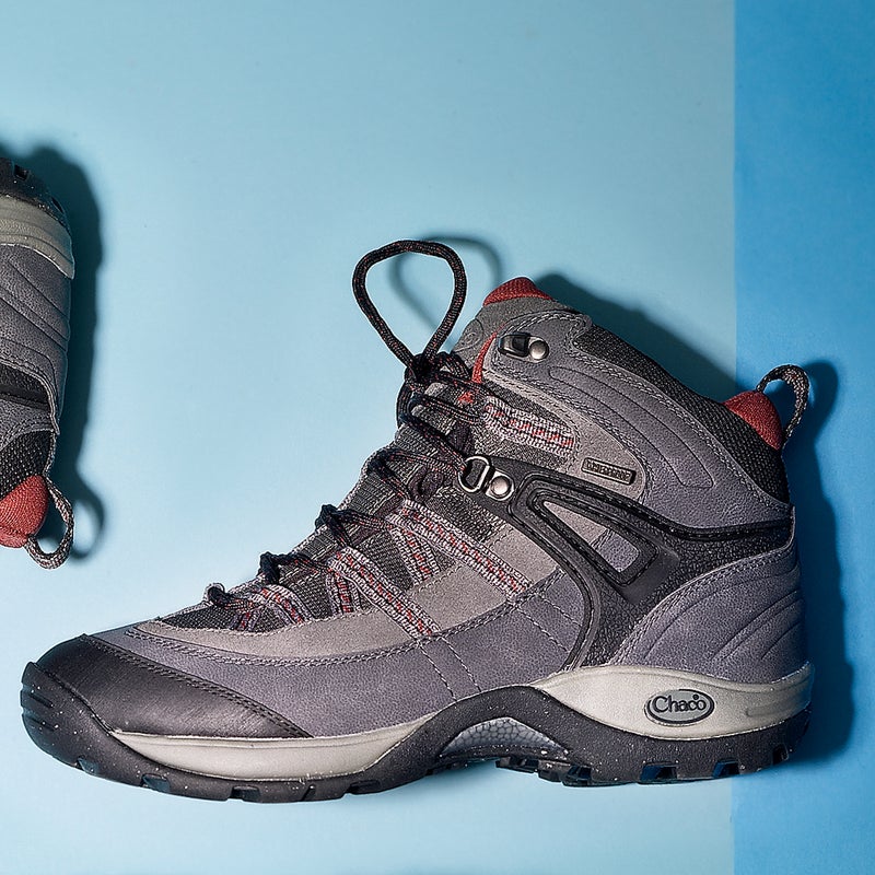 Best For: Sandal lovers.
The Test: The Holbuck ($150) is a Chaco reimagined as a hiking boot. It has the same comfy footbed—great arch support, blister-free heel cup, and solid, protective midsole—but adds reinforcement at the toe and ankle. Testers raved about how comfortable it was out of the box. “If you’ve worn Chaco sandals in the past, you’ll feel right at home,” said one. It wasn’t as breathable as some of the other shoes in our test, but the waterproof liners kept our feet dry on sloppy trails.
The Verdict: Comfort is the top priority here. Enjoy the ride. 1.1 lbs; chacos.com
Comfort: 5
Traction: 4