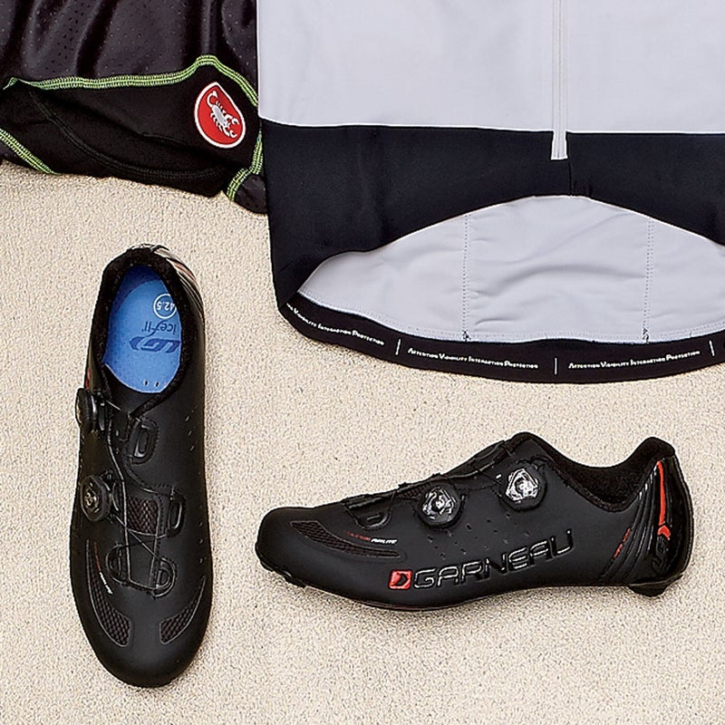 Not only are these double-Boa-closure shoes ($380) some of the lightest we’ve tried (our size 42’s weigh less than a water bottle), but the mesh in the upper and vents in the sole kept our feet cool even when the mercury hit the mid-nineties. louisgarneau.com