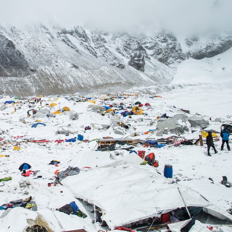 Among the camps that were destroyed was the Everest ER headquarters (flattened tent at lower right).