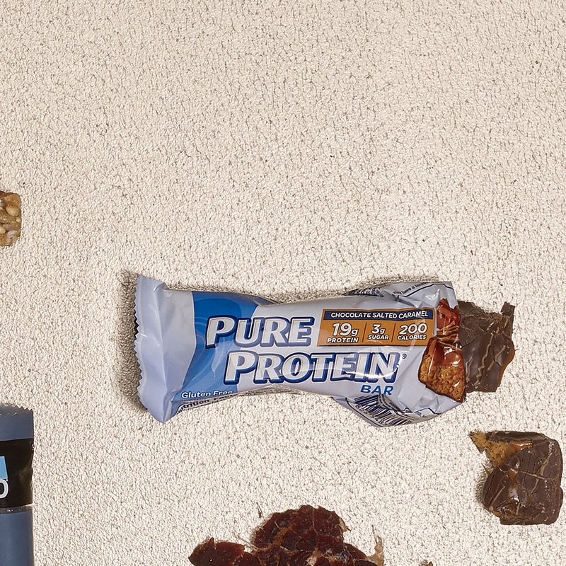 Eating protein immediately after a workout maximizes repair of damaged muscle tissue. Pure Protein delivers 19 grams per bar ($1.75), and even with only three grams of sugar, the Chocolate Salted Caramel version is delicious. pureprotein.com