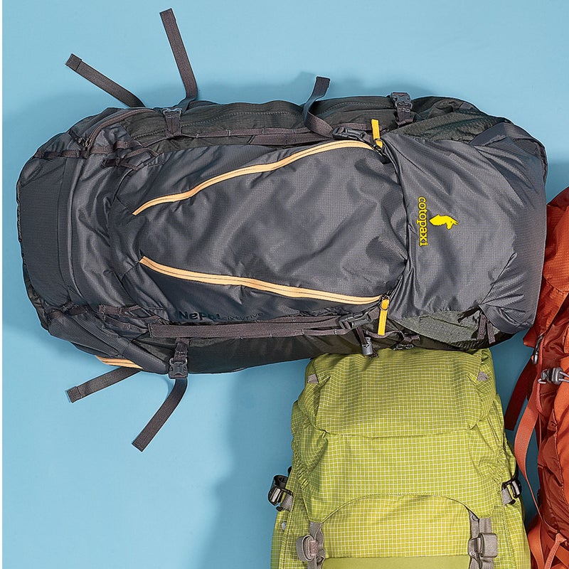 Best For: Keeping it simple.The Test: A butterfly opening at the top of the main compartment lets you quickly access most of the pack, but we especially loved the side pockets: one has two compartments, making it easy to stayorganized on the trail, while the other gets you straight into the bottom of the pack. Like the Gregory, the Nepal ($229) has a hydration-bladder sleeve that pulls double-duty as a handy summit pack. Our only real gripe is that the pocket on the shoulder strap is so tiny that it barely fits anything bigger than a granola bar. The Verdict: Not the lightest pack here, but it’s a dependable workhorse. 4.9 lbs; cotopaxi.comComfort: 4Versatility: 4