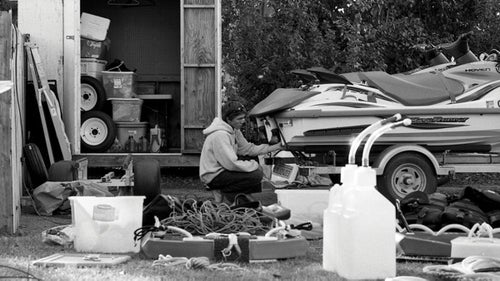 “That’s my brother, Greg, at home in San Clemente prepping to go out for a Cortes mission. You can see all the gear. You really have to be accountable for everything out there. Greg was obsessed with Cortes from the get-go and was really meticulous in his preparation. Between him and Mike Parsons, they were the driving force for all those missions out to Cortes.”