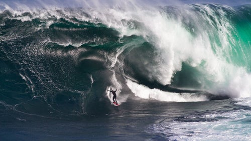 “Tyler and his brother James are two of the Tasmania locals who have surfed the wave the hardest over the past decade. Once again, this is a really radical deformed Shipsterns wave. And you can really see how shallow it is. You can see those boils and that shelf nearly out of the water there and how much water is coming down onto that shallow reef. It really is a sketchy place to surf. Those guys down there are a rare breed of surfer.”