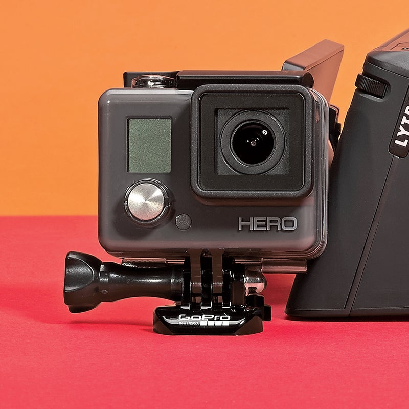 Best For: Action-cam newbies. The Test: In 2011, GoPro debuted the HD Hero2 for just under $300. Now you can get its equal, the Hero, for around a third of that ($130). It fires 1080p video and has a very bright f/2.8 lens with auto-low-light detection (something the Hero2 never had), which means your footage won’t go dark when you bomb your downhill bike into misty trees. Like its pricier siblings, the Hero has an automatic time-lapse function that lets you stitch together hundreds of frames—ideal for shooting a midnight summer-solstice sky. The Verdict: All the action cam most of us will ever need. gopro.com Utility: 5 Tech: 3
