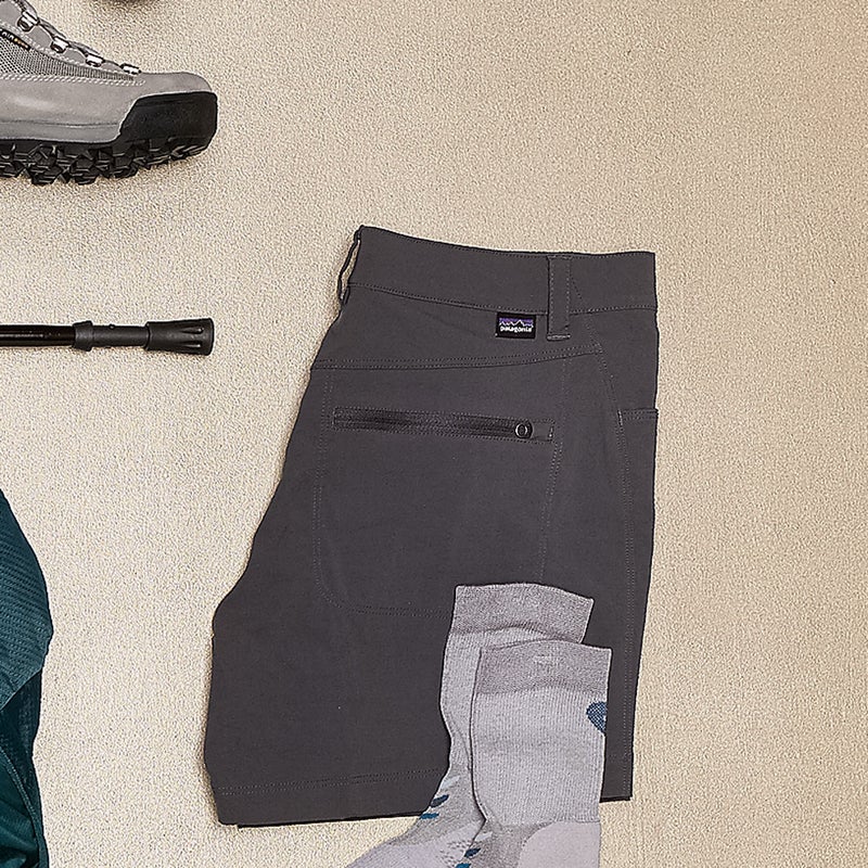 With only two low-profile front drop pockets, these lightweight nylon-spandex shorts ($59) don’t allow you to carry much, but that’s why you have a pack. patagonia.com