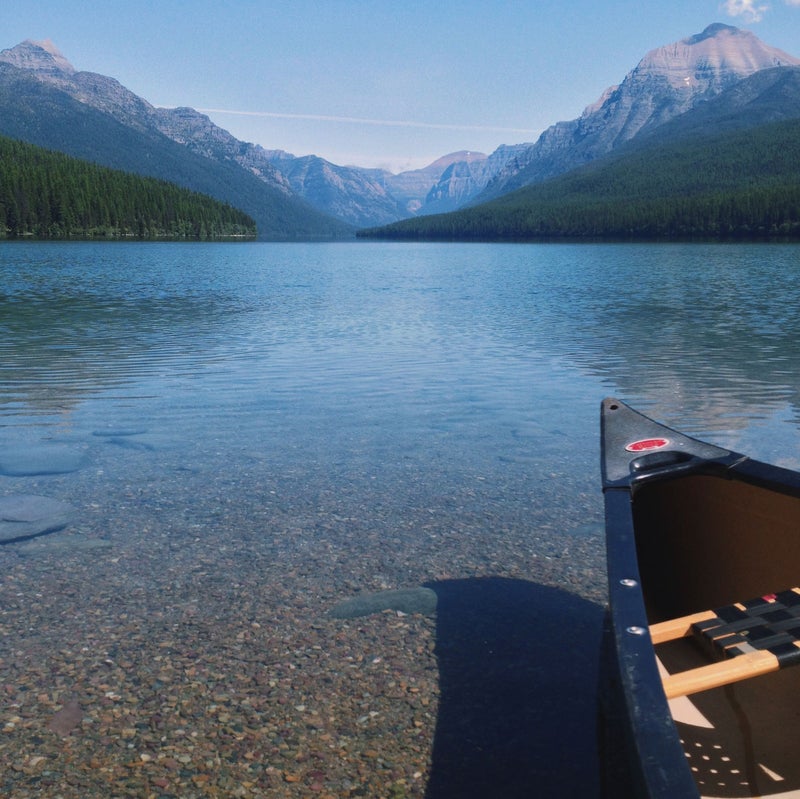 Bowman LakeMy favorite place to go canoeing in Glacier is Bowman Lake. Although it has gotten a little more use in recent years, it is much less crowded than some of the other lakes because it’s a bit of a commitment to get to.Do it: To get to Bowman Lake and the North Fork area of the park, take the Camas Road from the west entrance to the Outside North Fork Road (mostly unpaved surfaces) to the park entrance in the northwest corner. Follow the signs to Bowman Lake on an unimproved road; 4x4 or high-clearance vehicles aren’t necessary but are recommended.