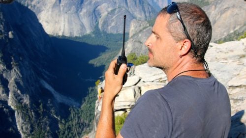 Bandaloop executive director Thomas Cavanagh wears many hats. When the performances were underway on Mount Watkins, he acted as stage manager, cueing the dancers and riggers. When Rudolph asks for the moon, it falls to Cavanagh to reconcile her creative aspirations with technical and logistical realities.