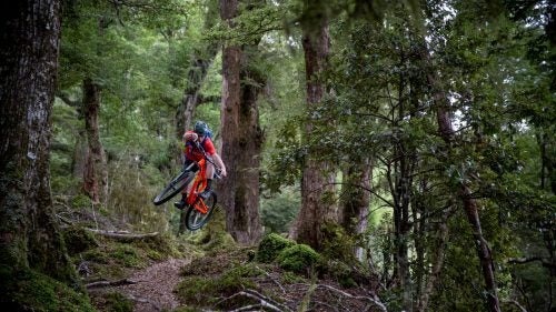 Hopkins enjoys with a little style on the downhill.