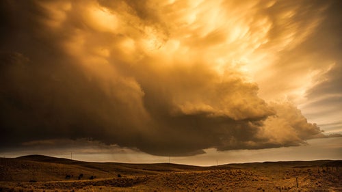 These mammatus clouds formed just before an extreme lightning storm that went on for hours over the sand hills of western Nebraska.