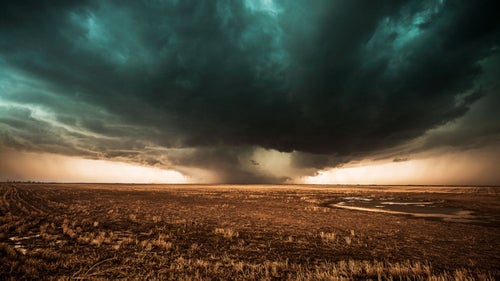 The hail-filled updraft of a supercell in one of the most prevalent areas for storms in tornado alley—the high plains east of Denver.