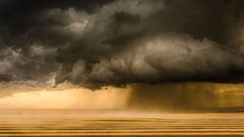 This was the most ominous supercell I’ve ever seen, and clearly shows (on the right side of the image) what meteorologists refer to as the “rear flanking downdraft,” which is a slot of descending air that can form tornadoes.