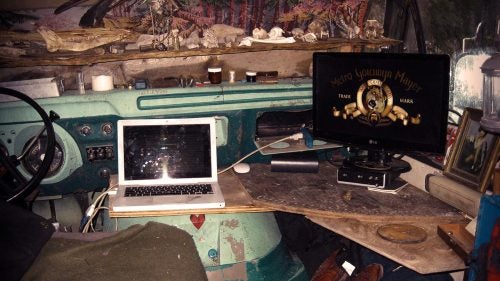 Turns out, the straw insulation worked beautifully. Even in temperatures frequently below negative-40 degrees Fahrenheit, Eastbound could sit inside his 80-degree office redesigning websites via satellite Internet on the flat-screen monitor next to the steering wheel or recording mournful banjo ballads.