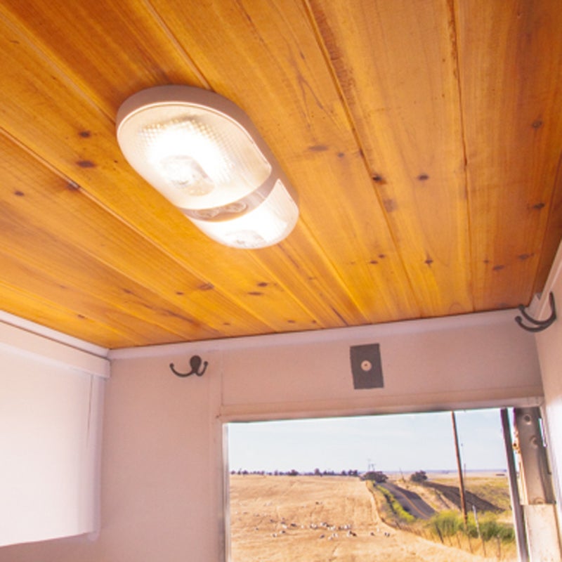 LEDs require very little electricity but easily light the camper. I recommend buying them online and not from an RV store, where they can be up to ten times more expensive. I like Gold Star LEDs: the color is more natural than that of some of its competitors.
