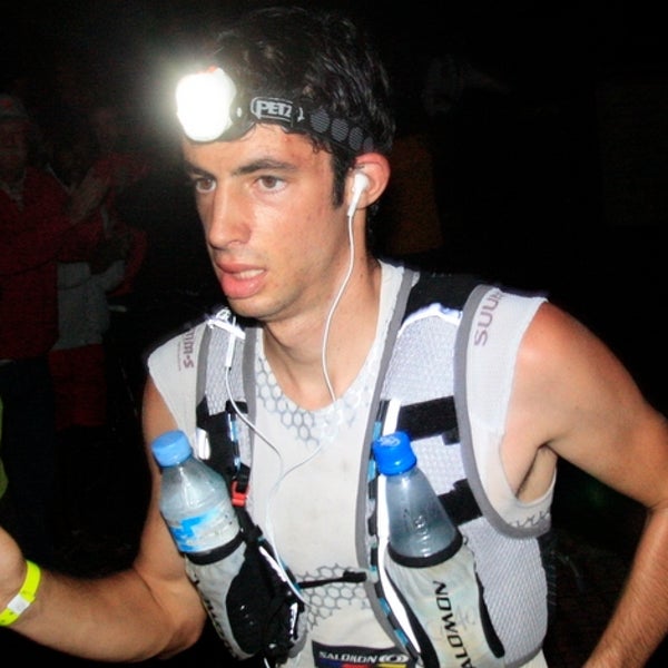Kilian Jornet at the Colorado place (upside Saint Denis) at the end of Grand Raid 2010.