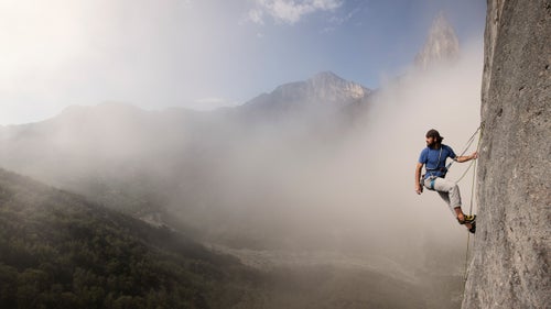 To get this shot of me at the anchors of La Mono de Dios, Justin, who hasn’t done much climbing, had to send the route just to the right, Mother Superior. It was his first 5.12.