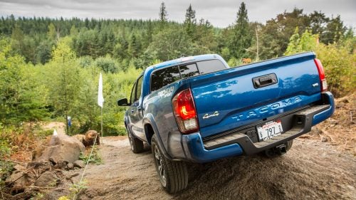 Aerodynamic vehicles get better fuel economy and make less noise. Toyota says the new Tacoma is the most aerodynamic truck it’s ever built. The company achieved this feat by adding things like a new air dam up front and more defined creases in the sheetmetal—and even in the taillights—that help reduce drag. The tailgate’s rear spoiler is also more prominent. On the road, all these improvements make the truck far quieter, especially at highway speeds. Toyota also added a double-glass windshield—taking a page from brand-mate Lexus’ book—to further reduce noise in the cabin.