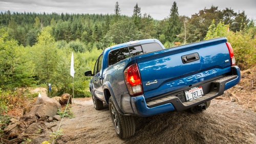 Aerodynamic vehicles get better fuel economy and make less noise. Toyota says the new Tacoma is the most aerodynamic truck it’s ever built. The company achieved this feat by adding things like a new air dam up front and more defined creases in the sheetmetal—and even in the taillights—that help reduce drag. The tailgate’s rear spoiler is also more prominent. On the road, all these improvements make the truck far quieter, especially at highway speeds. Toyota also added a double-glass windshield—taking a page from brand-mate Lexus’ book—to further reduce noise in the cabin.