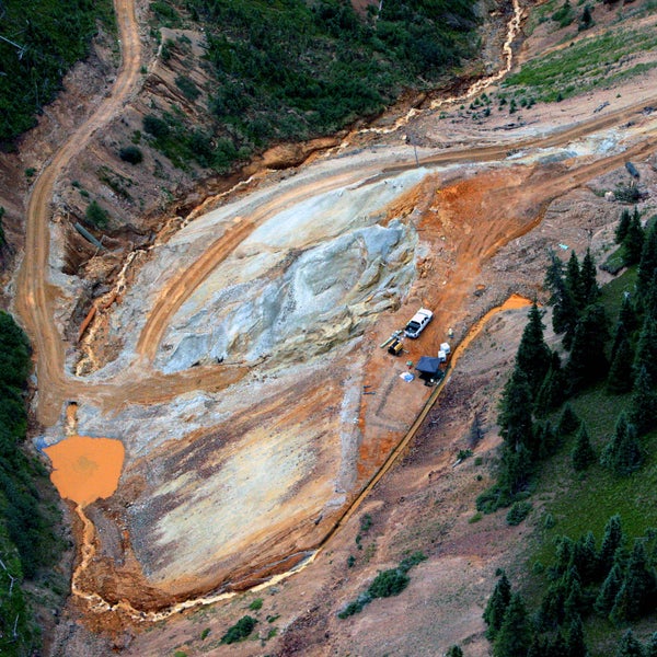 Waste water continues to stream out of the Gold King Mine on August 11, five days after the initial spill.