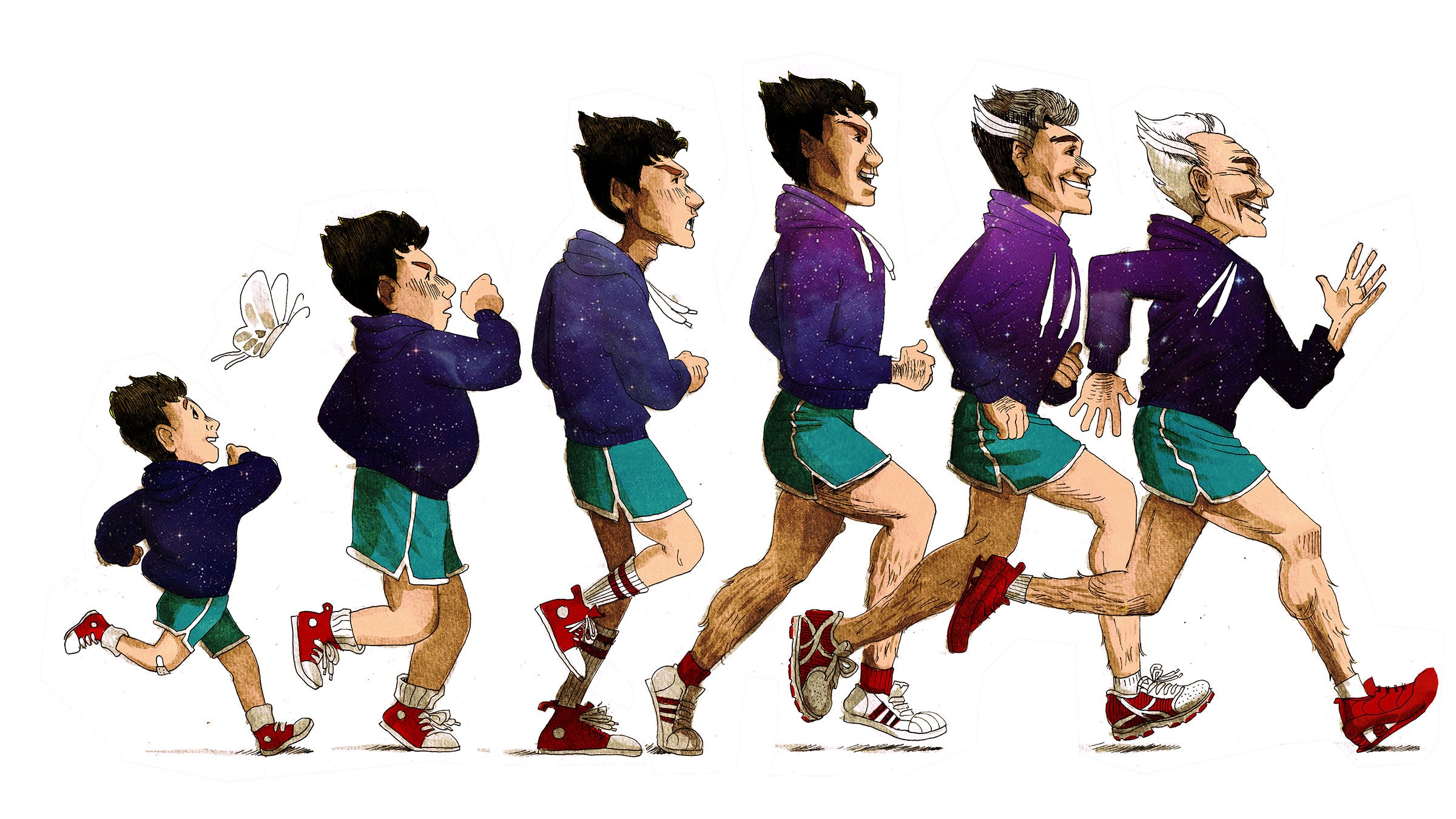 Intensity training is one key to maintaining spring-chicken fitness as you age. Illustration by Erin Wilson