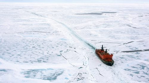 If you want to take a surface ship to the North Pole, you’ll need the biggest, baddest, most powerful Icebreaker in the world. Fortunately, the Russians have got you covered. This is 50 Let Pobedy (50 Years of Victory), one of six Arktika-Class nuclear-powered icebreakers operated by Rosatomflot (the Russian State Atomic Energy Corporation). The ship is the world’s most powerful Icebreaker. With two nuclear reactors, it generates 75,000 horsepower (that’s more than the power of 200 Chevy Suburbans) and is capable of breaking ice ridges almost 30 feet thick. During the summer, Rosatomflot partners with polar experts Quark Expeditions to bring a small number of tourists, explorers, and scientists to the Pole. The rest of the year, 50 Years of Victory clears ice in the increasingly accessible and valuable waters above the Arctic Circle.