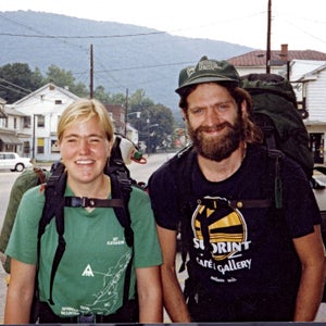 Molly LaRue and Geoff Hood in Duncannon, Pennsylvania, on September 12, 1990, with Cove Mountain in the background.