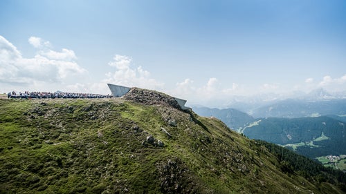 140,000 cubic feet of Mount Kronplatz was excavated and replaced during construction. The land surrounding the completed structure now aids in maintaining the internal temperature of the building, as it is divided into several levels above and below ground to reduce its carbon footprint.