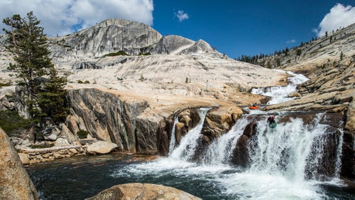 Once on the river, the duo took three days to navigate the 15-mile stretch. They stopped at every opportunity, getting out of their kayaks to scout. Breaking the rapids into chunks allowed them to safely descend the river’s many waterfalls and nasty sets of whitewater. On this particular run, two factors were in their favor: The John Muir Trail was nearby, allowing them to more easily scout the river, and California’s historic drought meant the Merced River’s water level was at a more manageable flow. Watch the entire historic descent—from planning, training, and hiking to the final wild ride—here.