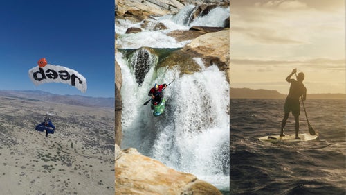 In this collaboration between Outside Television, Outside Magazine, and the Jeep™ brand, three of the world’s most elite athletes—kayaker Steve Fisher, professional stuntman and wingsuit pilot Rex Pemberton, and waterman Kai Lenny—push the boundaries of what’s possible on three separate adventures.