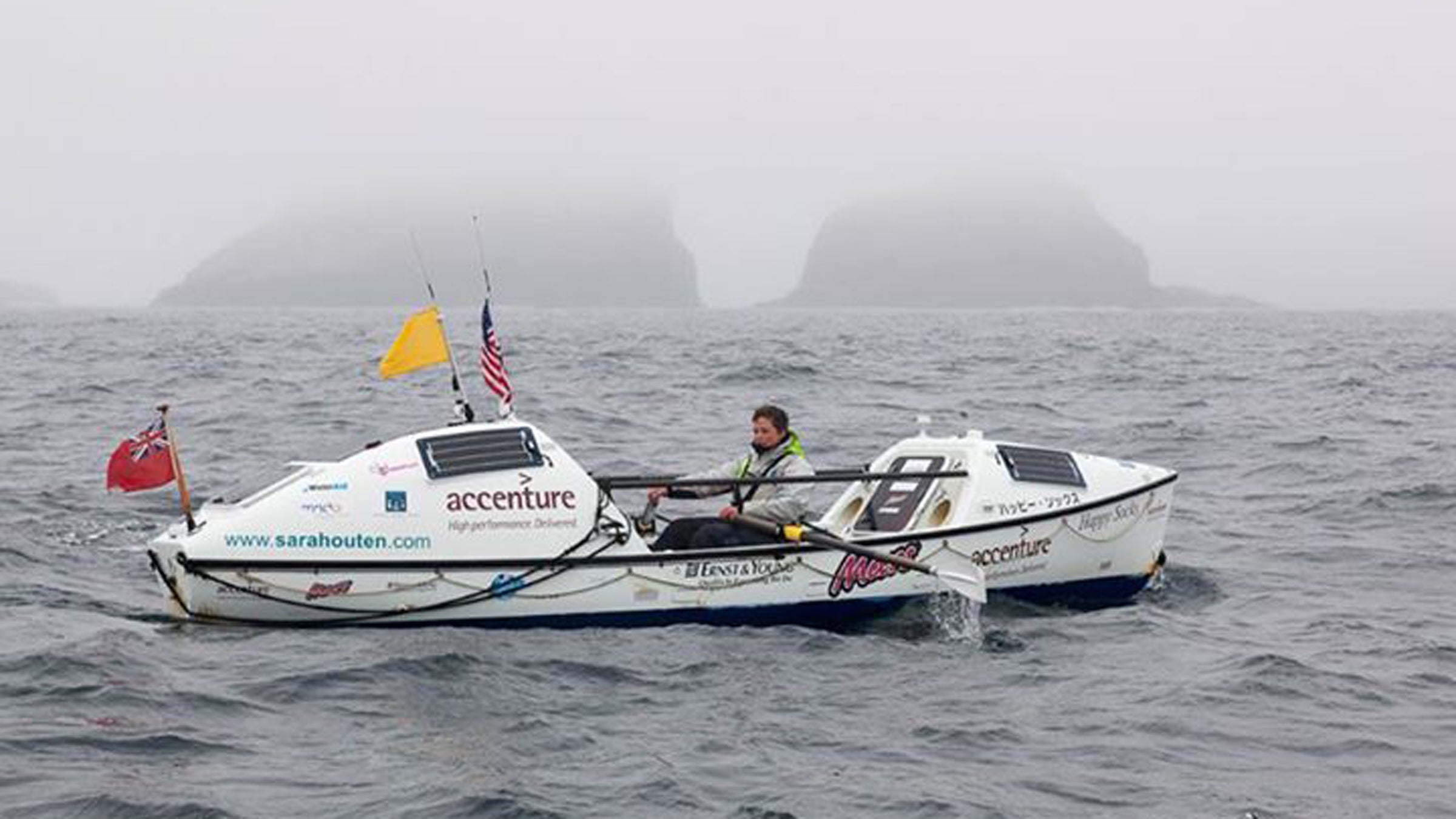 Outen was rescued by a passing cargo ship, the Federal Oshima, on its way to Montreal, Canada, but left her own boat behind.