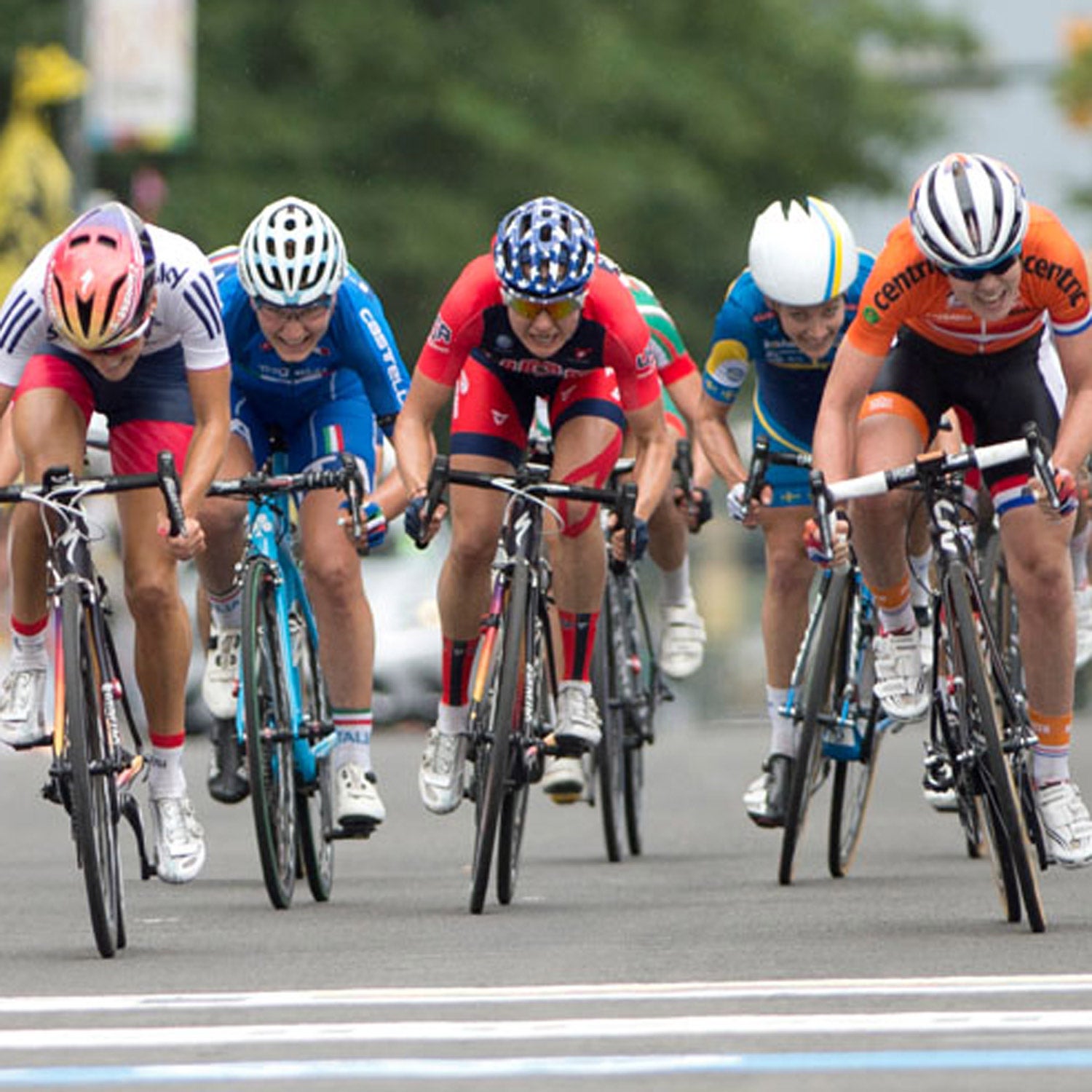 Megan Guarnier (second from right) wins bronze for Team USA at the 2015 Road Cycling World Championships.