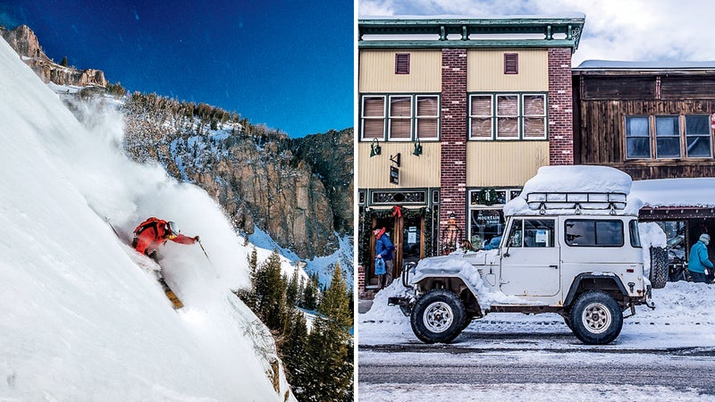 From left: Steep and deep at Jackson Hole; A powder day in Crested Butte.