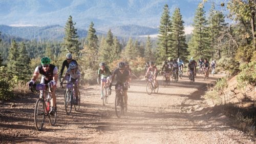 The first climb of the day rocketed to 3,800 feet above Quincy in about 17 miles—all on beautiful gravel roads. Needless to say, the field shattered by the first aid station, but riders still found the time and wind to chat on the way up.