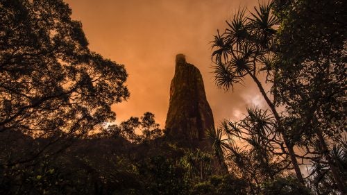 The remote tower of Poumaka looming above Camp 1.