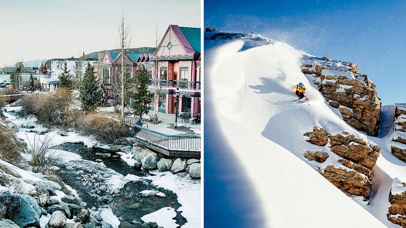 From left: Downtown Breckenridge; Snowbird freshies.