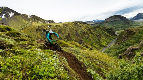 Seward exploring the terrain in the Básar region of Thórsmörk in southern Iceland. The frequent rains and overcast skies kept the dirt fresh and with the midnight sun, you can ride all day.