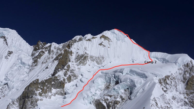 The bottleneck from Camp 2 to the summit of Burke Khang.