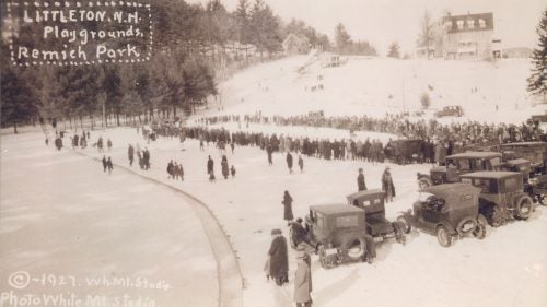 The hill at Remick Park in Littleton, New Hampshire, 1927, where Lahout first learned to ski.
