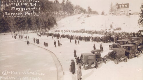The hill at Remick Park in Littleton, New Hampshire, 1927, where Lahout first learned to ski.