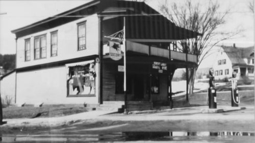 Herbert Lahout’s General Store, converted from an old 19th century grange hall, in the 1920s. Lahout remembers his father Herbert, who died when Lahout was 12, as a shadowy figure who left for months at a time peddling the store’s dry goods and woolens on a horse and buggy, sleeping in farmers’ barns along his big loop route during the Depression.