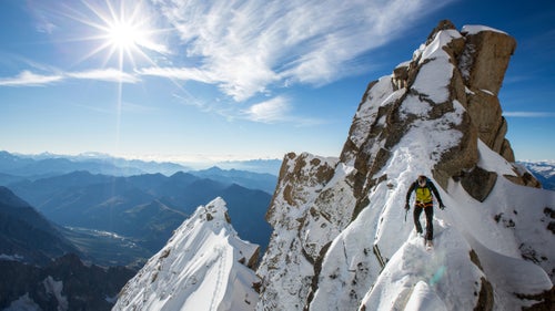 Last July, Griffith’s longtime friend Ueli Steck, the elite alpinist, invited him to scale four peaks in the Mont Blanc massif, on the border of France and Italy, in a single day—part of Steck’s attempt to climb all eight-two 4,000-meter summits in the Alps. They were done by noon, with Griffith having captured Steck at the top of Grand Pilier D’Angle around 8 a.m. “When you’re with Ueli, there’s no hanging around,” says the British photographer, who lives in Chamonix, France. “You have to shoot quite literally from the hip.”
THE TOOLS: Canon 5D Mark III, 16-35mm f/2.8 lens, ISO 200, f/14, 1/250 second