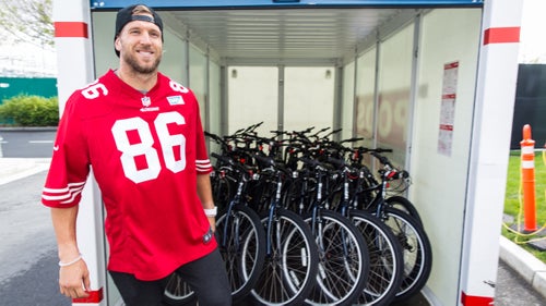 Tight end Kyle Nelson is in his 4th season with the 49ers and has attended the bike build each of those years. Coincidence? We think not.