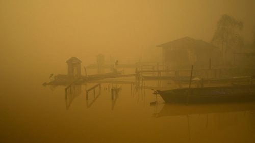 The Kapuas River in Sei Ahass. “The people depend on the river for communication, as well as for economic reasons,” Estrada says. “They’re trying to continue with their regular life, but it’s very hard to do so.”