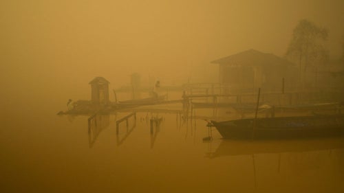 The Kapuas River in Sei Ahass. “The people depend on the river for communication, as well as for economic reasons,” Estrada says. “They’re trying to continue with their regular life, but it’s very hard to do so.”