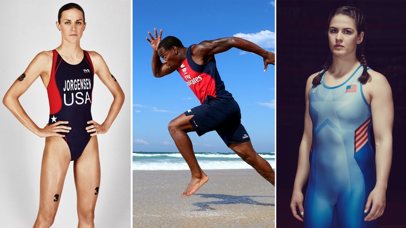 From left: Gwen Jorgensen, Carlin Isles, Adeline Gray.