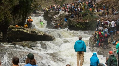One of the Green’s greatest challenges is that some of the heaviest whitewater lies near the end of the course. Racers have already battled major rapids, like Go Left or Die, when they come up on Gorilla, a chain of whitewater made up of five ominously named segments like Pencil Sharpener and Scream Machine. “It’s steep, it’s continuous, and the hardest rapids don't come until you’re two-thirds of the way through,” said Grace. “There aren’t a lot of races where you’re hitting the hardest rapids tired.”